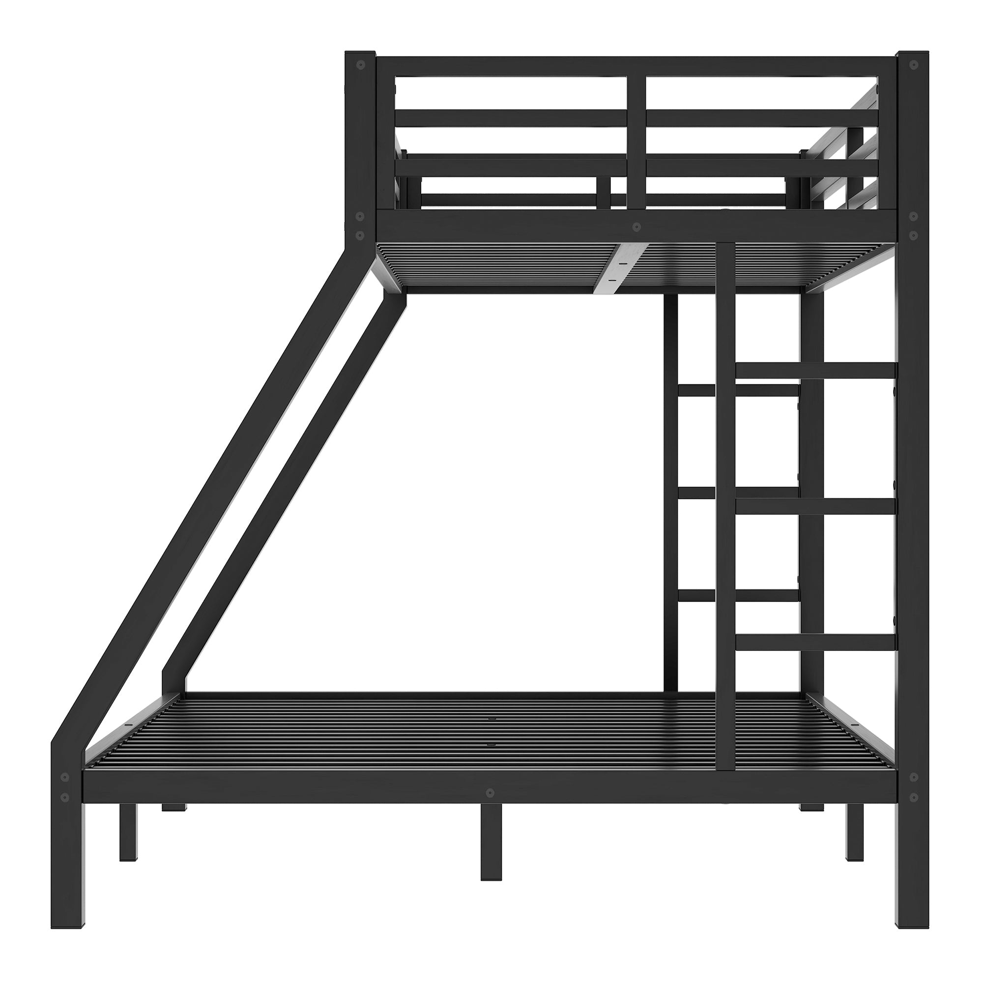 HAOYYE Metal Twin XL over Queen Bunk Bed for Teens and Adults,Space-Saving/Noise Reduced/No Box Spring Needed,Black Sturdy Heavy Duty Modern Design Dorm Room Easy Assembly Bedroom Furniture