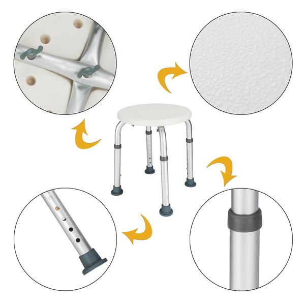 HAOYYE White Medical Bathroom Safety Shower Tub Bench with Adjustable Height Lightweight Rust-Resistant Aluminium Alloy Bath Chair Non-Slip Seat for Home Spa Support Easy Assembly Comfortable and Durable