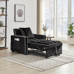 HAOYYE Three-in-One Sofa Bed Chair Black Folding Sofa Bed Adjustable Back Recliner Single Bed Comfortable Modern Durable Sturdy Space-Saving Heavy Duty Design for Adults Dorm Room