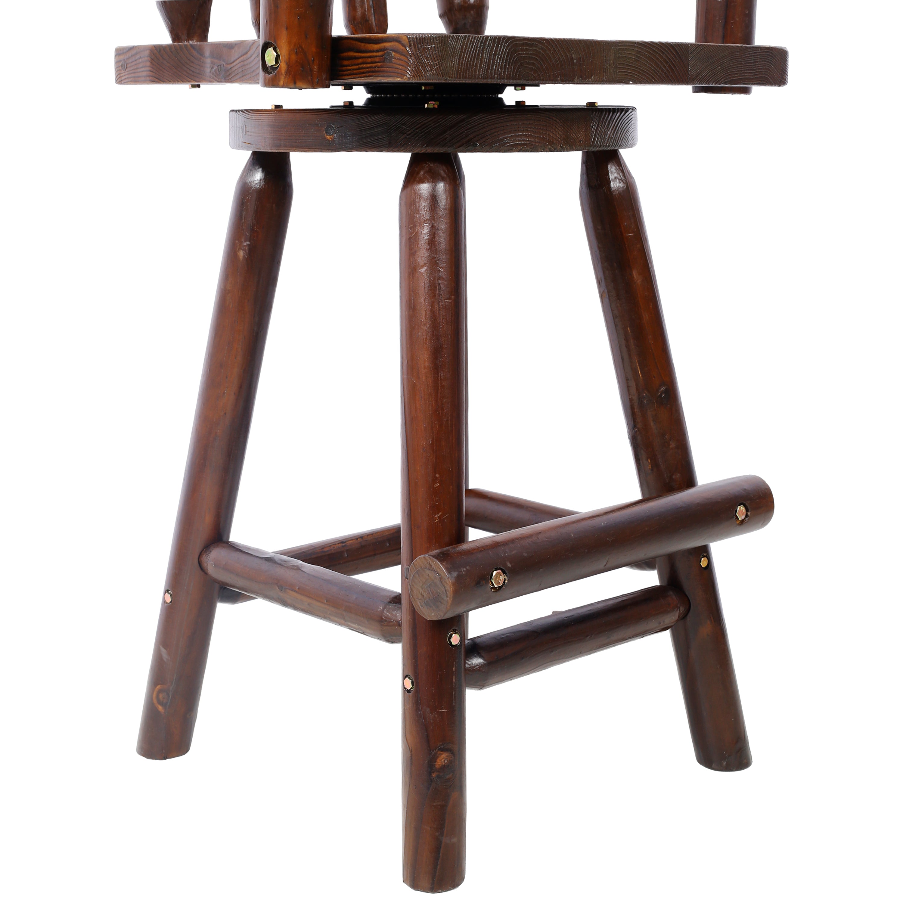 HAOYYE Rustic Bar Stool - Fir Wood Construction, Chair with Footrest,Wide Armrest, Rustic Kitchen Stool, Tall Bistro Chair for Dining Room, Restaurant, Pub, 4-Foot,brown color Sturdy Space-Saving Heavy Duty