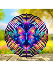 HAOYYE 3D Metal Blue Butterfly Wind Spinner, Yard and Garden Decoration, Kinetic Outdoor Spinner, Spinfinity Wind Sculpture, Classic Style, No Feather, Unique and Elegant Garden Accent