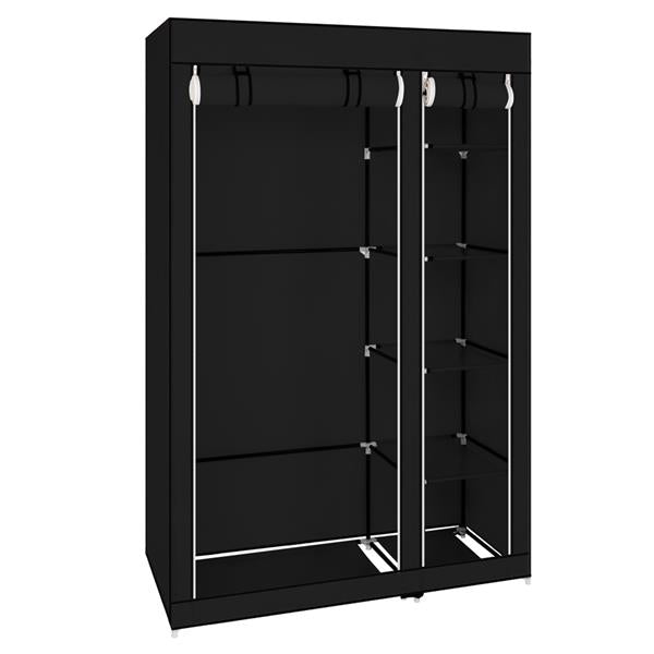 DE Direct HAOYYE Portable Clothes Closet Wardrobe with Non-Woven Fabric Cover and Hanging Rod Easy to Assemble Freestanding Storage Organizer for Bedroom Entryway or Dorm Use Black Modern Fabric Wardrobe