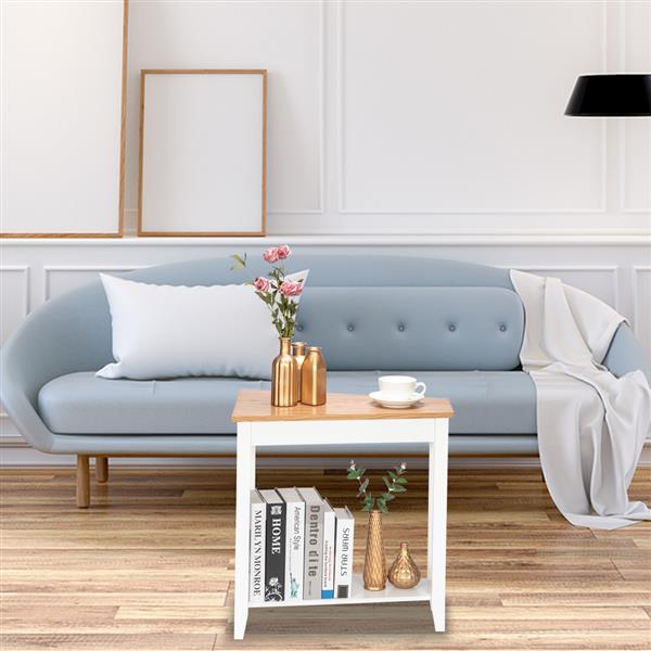 HAOYYE Simple and Irregular Sofa Table with Light Walnut Color and White Accents, Modern Design, Premium Quality, Stylish and Functional Side Table for Living Room, Bedroom, or Office – Comfortable, Durable, and Elegant Home Décor