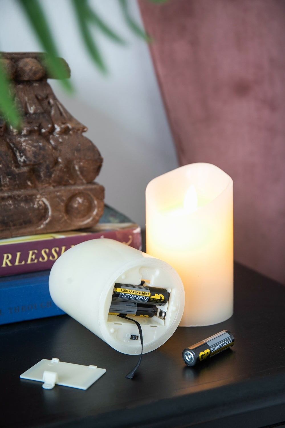 HAOYYE Set of 3 Flickering Ivory LED Candles with Remote Timer, L:D3X6" M:D3X5" S:D3X4" Sturdy Space-Saving Heavy Duty Modern Design Adults Dorm Room Easy Assembly Bedroom Furniture
