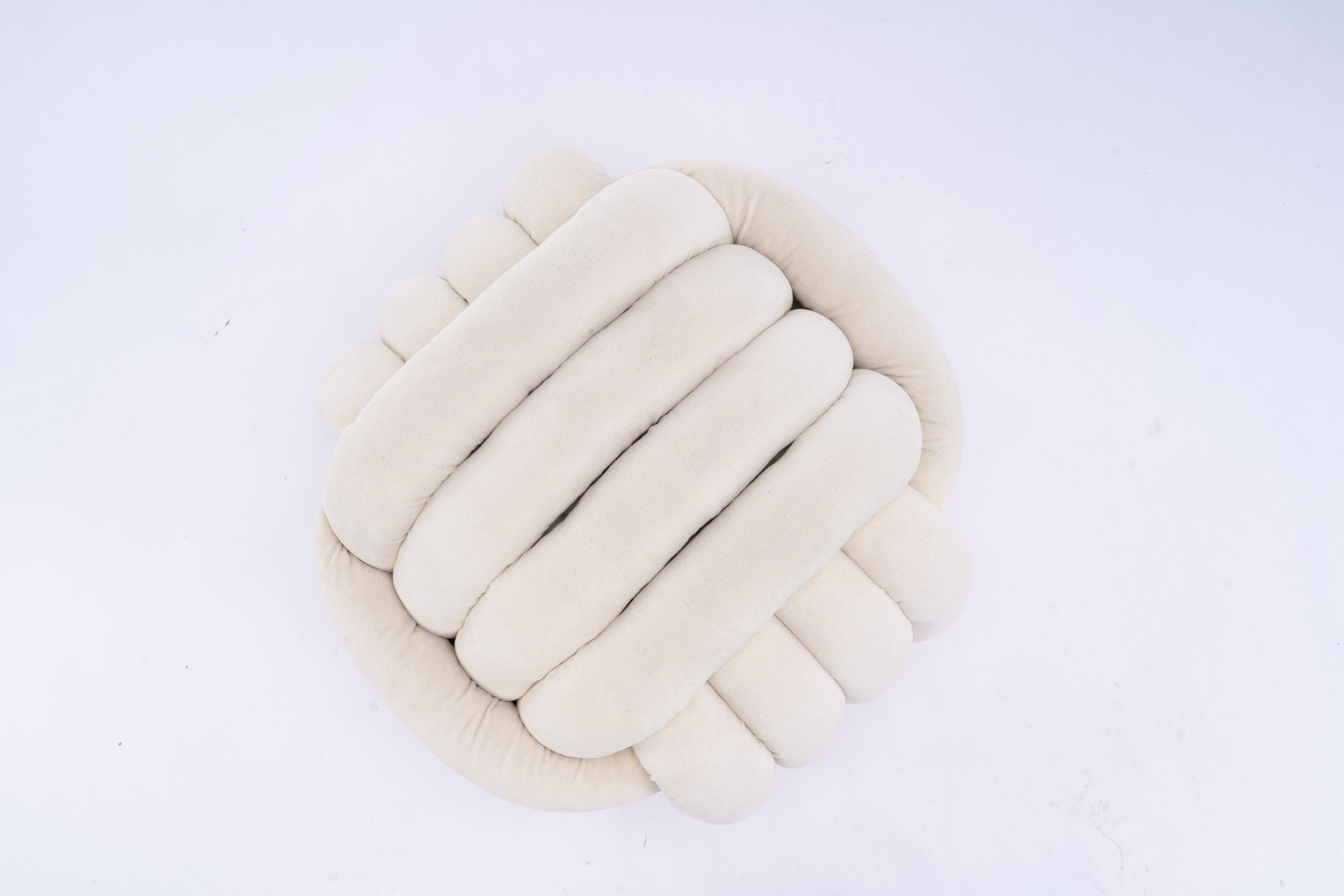 Haoyye Chenille Fabric Knot Design Ottoman Footstool Makeup Stool, Comfortable and Stylish Seat, Modern Upholstered Chair for Living Room or Bedroom, Beige, Sturdy and Space-Saving Furniture