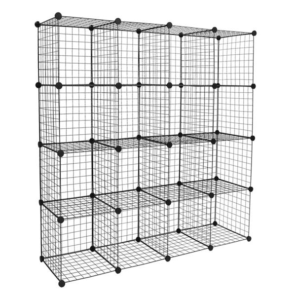 HAOYYE 16-Cube Organizer Cube Storage Shelving Unit, Wire Cube Storage Origami Shelves, Metal Grid Modular Cubbies Organizer Bookcase, Soft Cozy Warm Flannel Fleece Home Decor, Stylish Space-Saving Solution, Versatile Shelving System