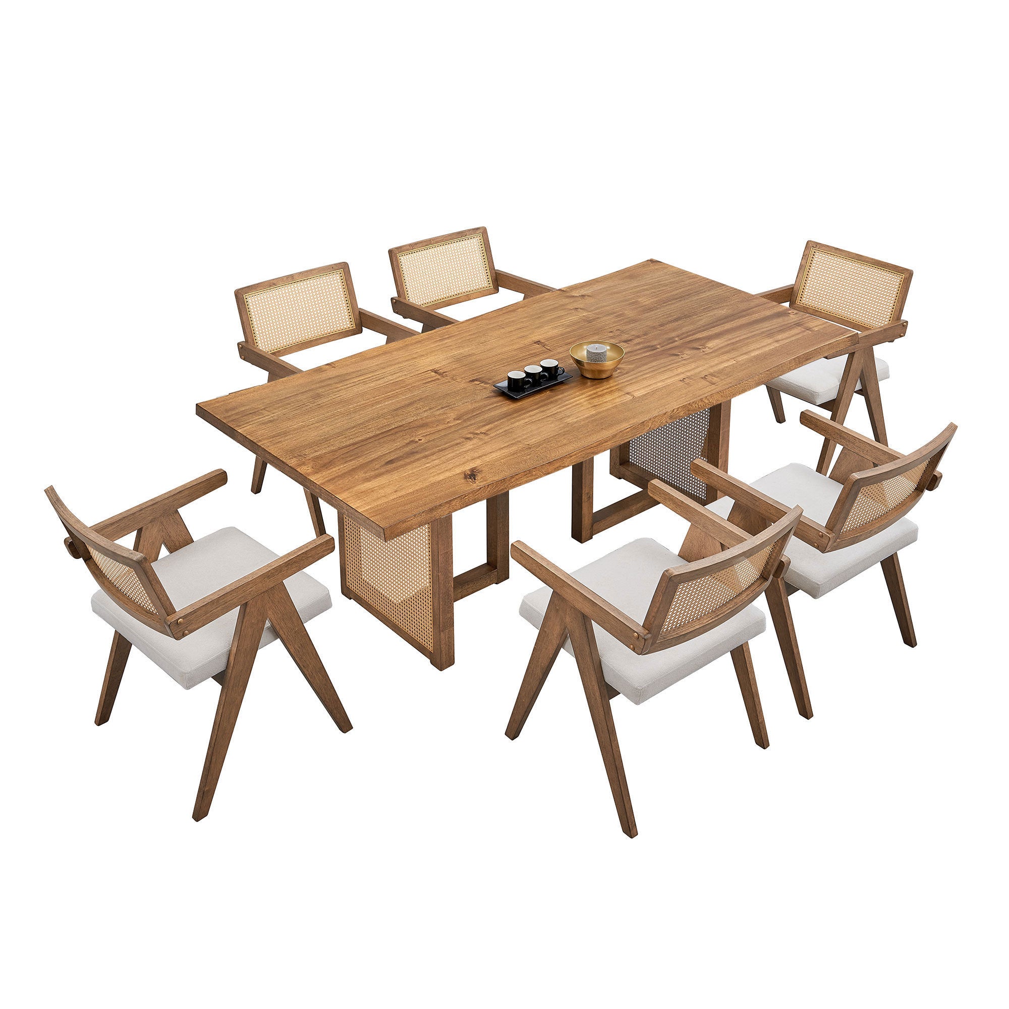 HAOYYE Wooden Frame Upholstered Dining Chairs Set of 2,Mid Century Kitchen Chairs for Living Room,Restaurant,Bohemian Style Chairs for Office,Coffee Shop.OAK Sturdy Space-Saving Heavy Duty Modern Design