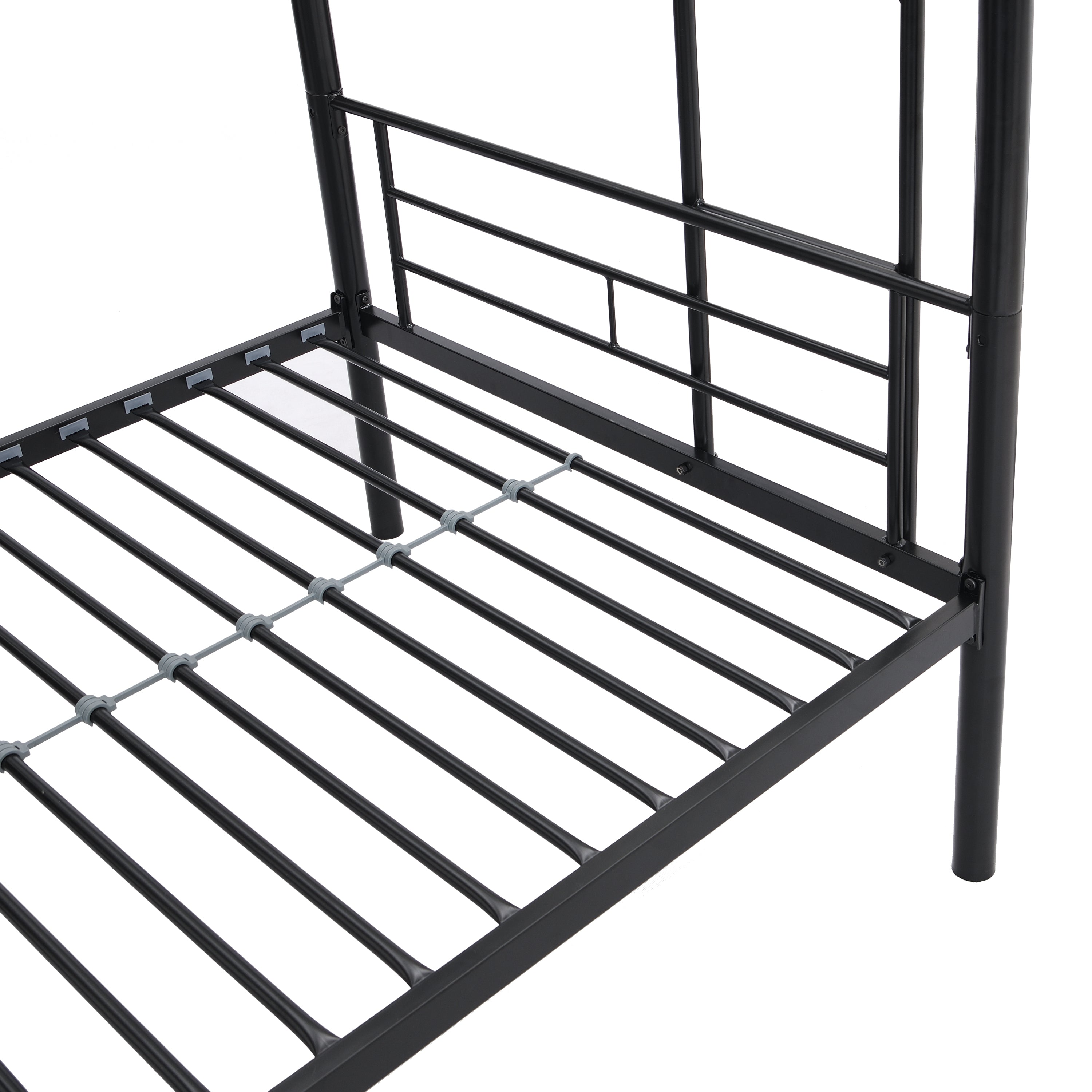 HAOYYE METAL BUNK BED BLACK Sturdy Space-Saving Heavy Duty Modern Design Adults Dorm Room Easy Assembly Bedroom Furniture