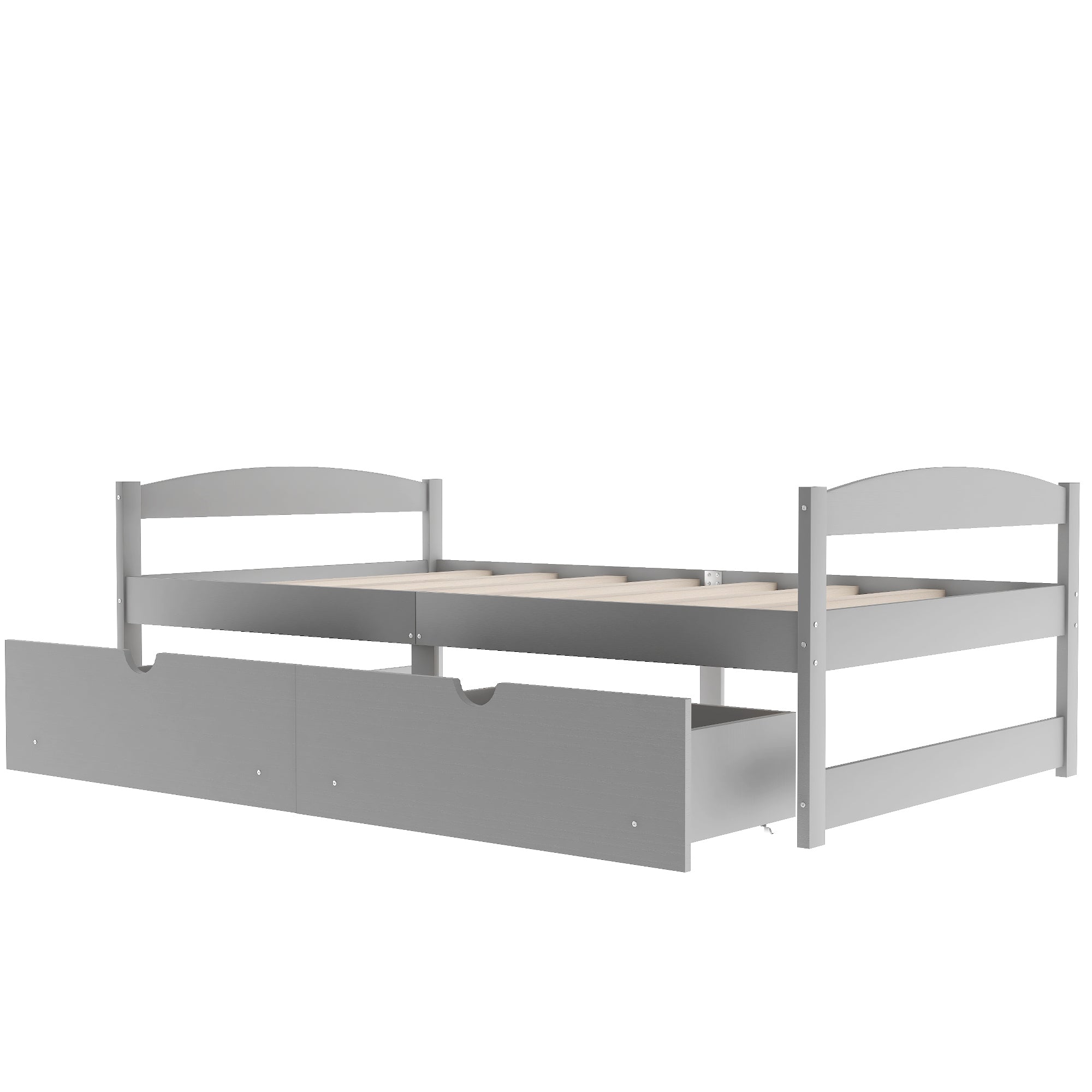 HAOYYE Twin Platform Bed with Two Drawers, Gray, Sturdy Space-Saving Design, Heavy Duty Construction, Easy Assembly, Durable and Stylish Home Furniture