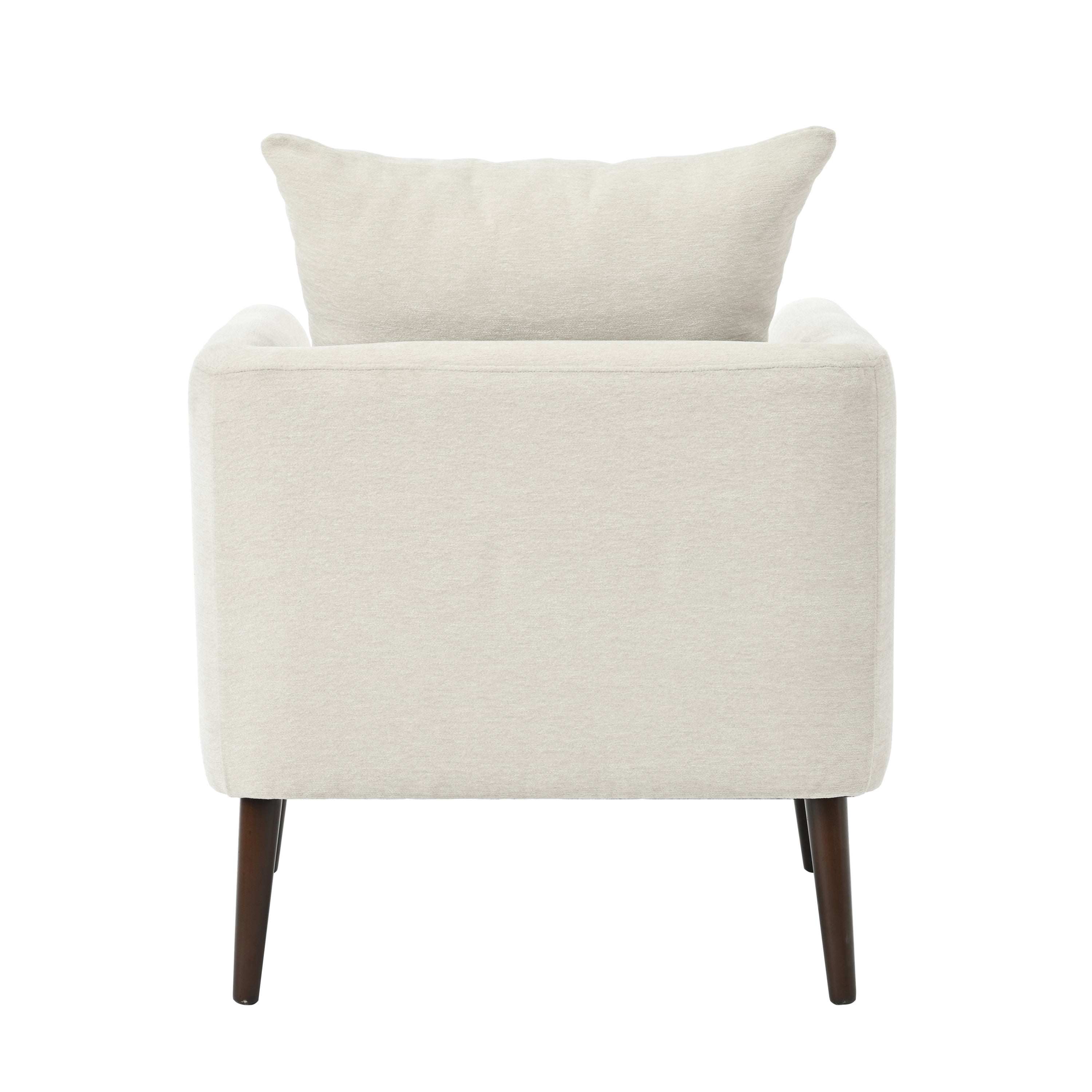 HAOYYE Barrel Chair, Chenille Accent Chair, Fabric Armchair Club Chair,Upholstered Arm Chair with Solid Wood Legs,Waist Pillow,Padded Single Chair for Living Room/Bedroom/Study/Waiting Room,Beige Sturdy