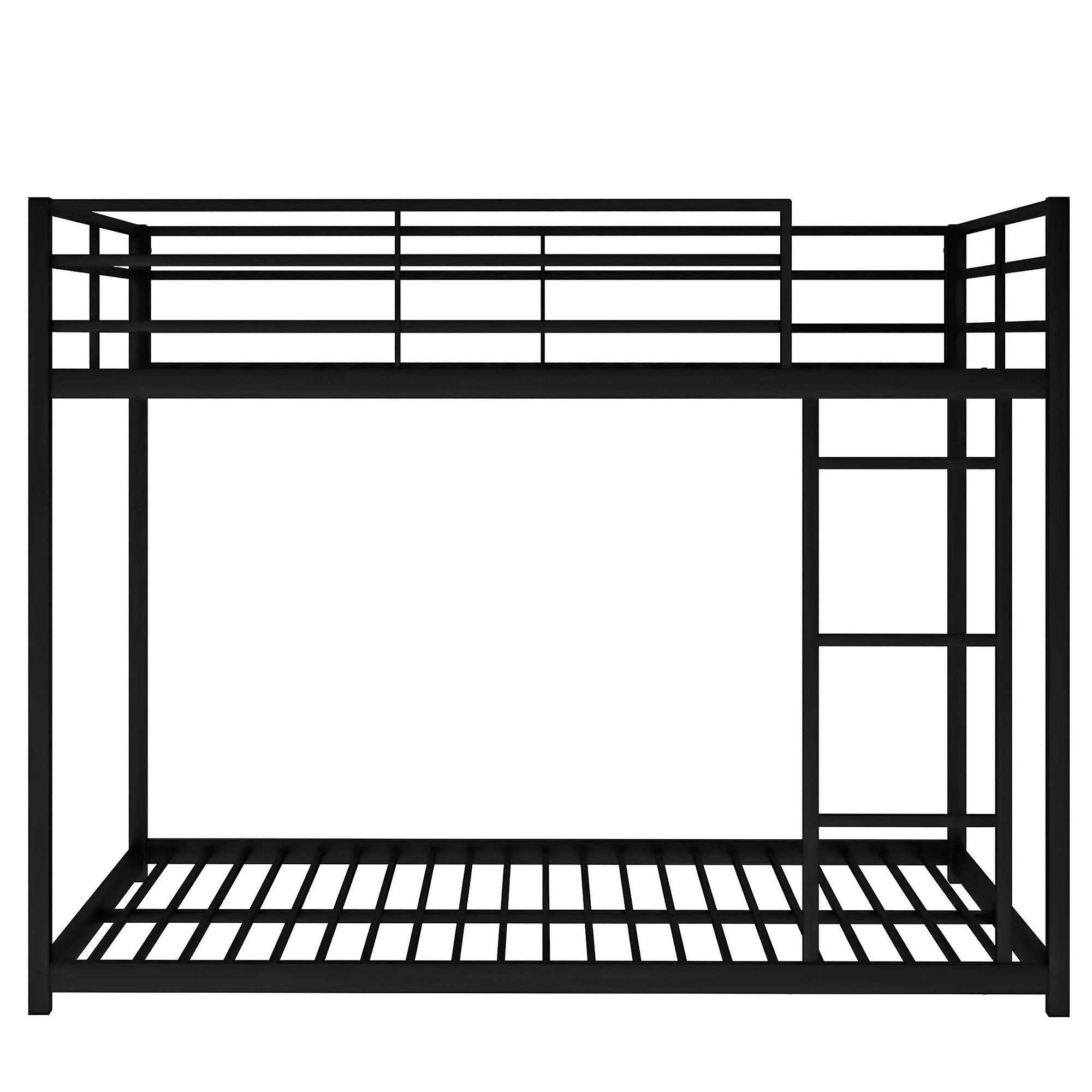 HAOYYE Full over Full Metal Bunk Bed, Low Bunk Bed with Ladder, Heavy Duty Space-Saving, Durable Modern Design, Easy Assembly, Sturdy Bedroom Furniture, Stylish Black Bunk Bed for Kids & Adults, Versatile Home Sleeping Solution