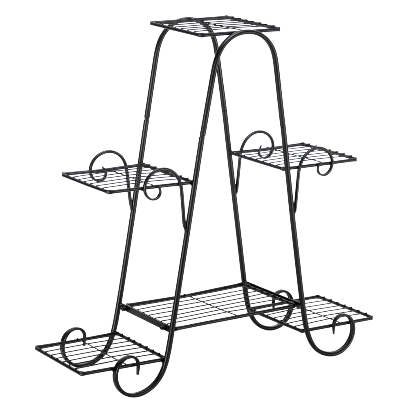 HAOYYE Black Metal 4-Layer High Arch Plant Stand with 6 Vertical Stripes, Sturdy Multi-Tier Potted Plant Frame for Indoor Outdoor Garden Balcony