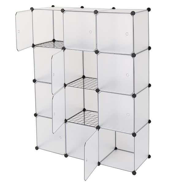 HAOYYE 12-Cube Storage Shelf Bookcase Toy Organizer Cabinet White Modern Home Organizer Durable Shelving Unit for Office Closet Living Room Space-Saving Versatile Design
