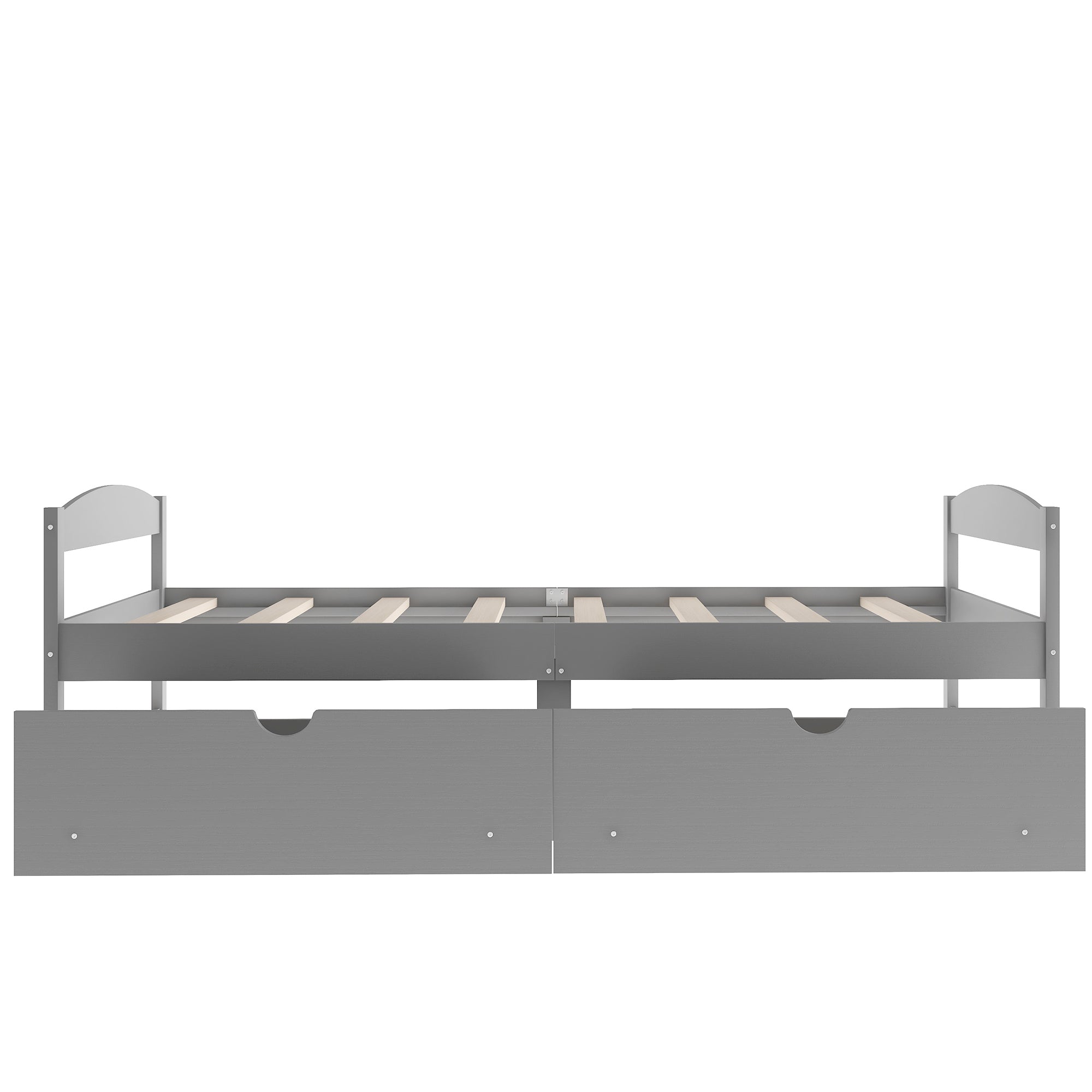 HAOYYE Twin Platform Bed with Two Drawers, Gray, Sturdy Space-Saving Design, Heavy Duty Construction, Easy Assembly, Durable and Stylish Home Furniture