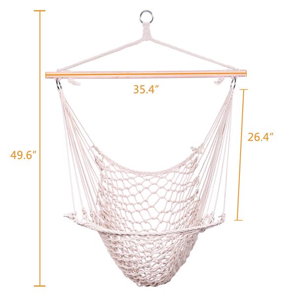 HAOYYE 2PCS Hanging Rope Hammock Chair Air Sky Swing with Wooden Spreader Bar for Porch Patio Balcony Indoor Outdoor Use Lightweight Cotton Cradle Seat