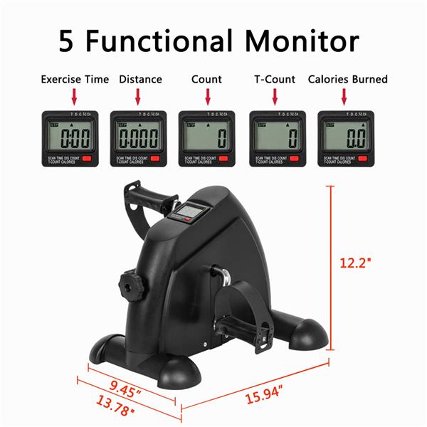 HAOYYE Home Use Mini Exercise Bike for Hands and Feet Training, Under Desk Pedal Exerciser with Adjustable Resistance, Compact Portable Fitness Pedal Bike for Indoor Arm Leg Workout and Physical Therapy, Quiet Design, Black