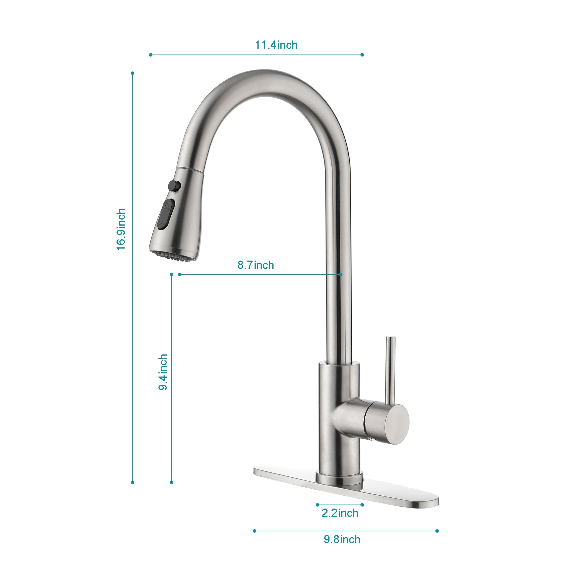 HAOYYE Single Handle Kitchen Sink Faucet with Pull Out Sprayer Sturdy Space-Saving Heavy Duty Modern Design Adults Dorm Room Easy Assembly Bedroom Furniture