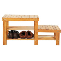 HAOYYE Bamboo Shoe Rack Wood Color Sturdy Design Durable Modern Organizer Practical Home Storage Solution Multifunctional Stylish Space-Saving Organizer for Living Room Entryway and Closet