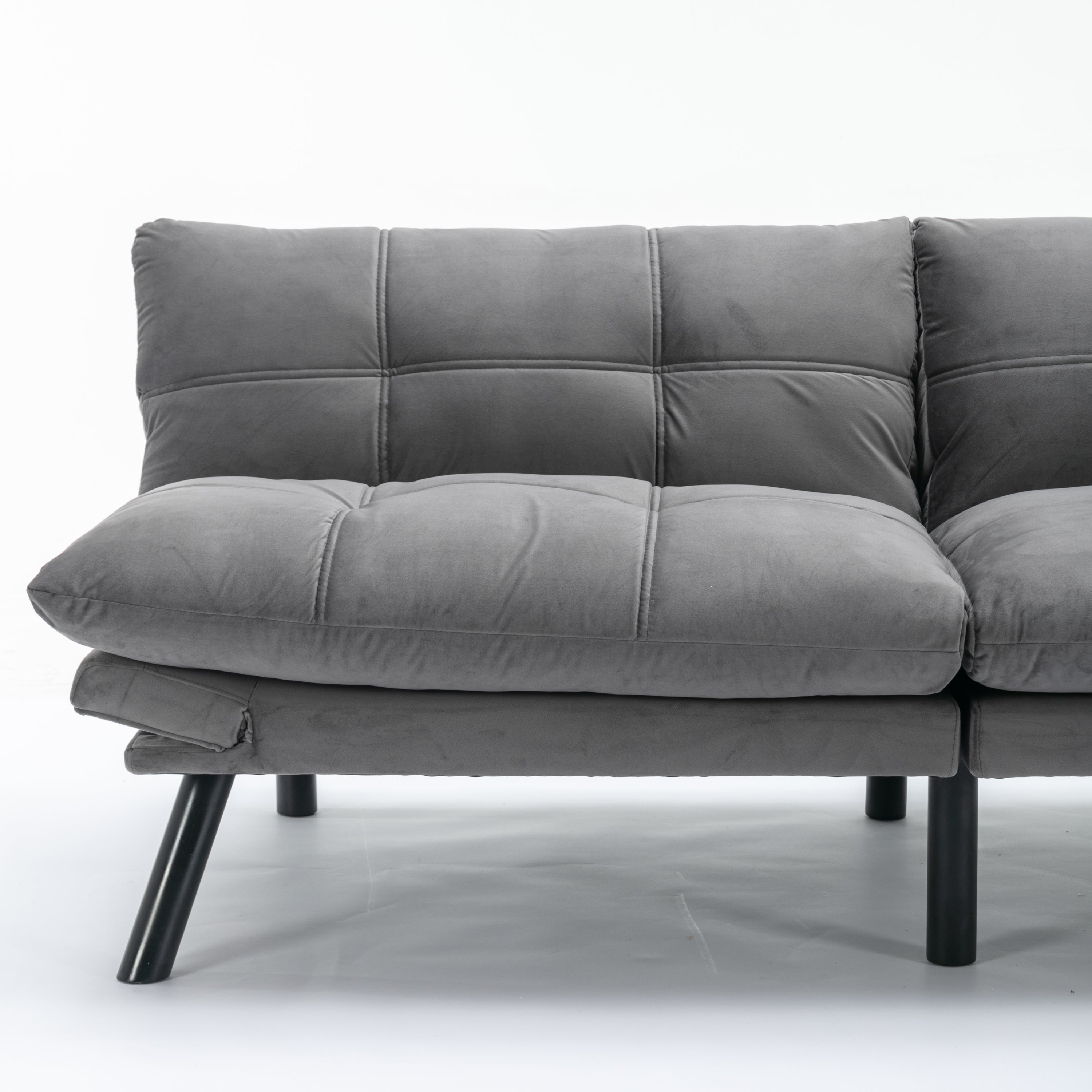 HAOYYE Light Grey Convertible Folding Modern sofa Bed Sturdy Space-Saving Heavy Duty Modern Design Adults Dorm Room Easy Assembly Bedroom Furniture