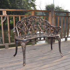 HAOYYE Cast Aluminum Outdoor Courtyard Decoration Park Leisure Rose Chair, Durable and Elegant Garden Chair with Rose Design, Perfect for Patio, Porch, or Garden, Comfortable and Stylish Seating