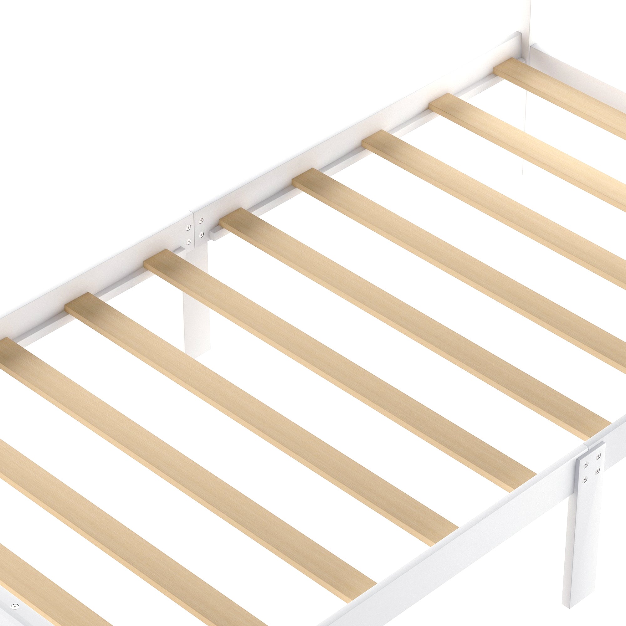 HAOYYE Modern Twin Platform Bed with Under-bed Drawer, White Sturdy Space-Saving Heavy Duty Design, Easy Assembly Bedroom Furniture for Dorms and Adults