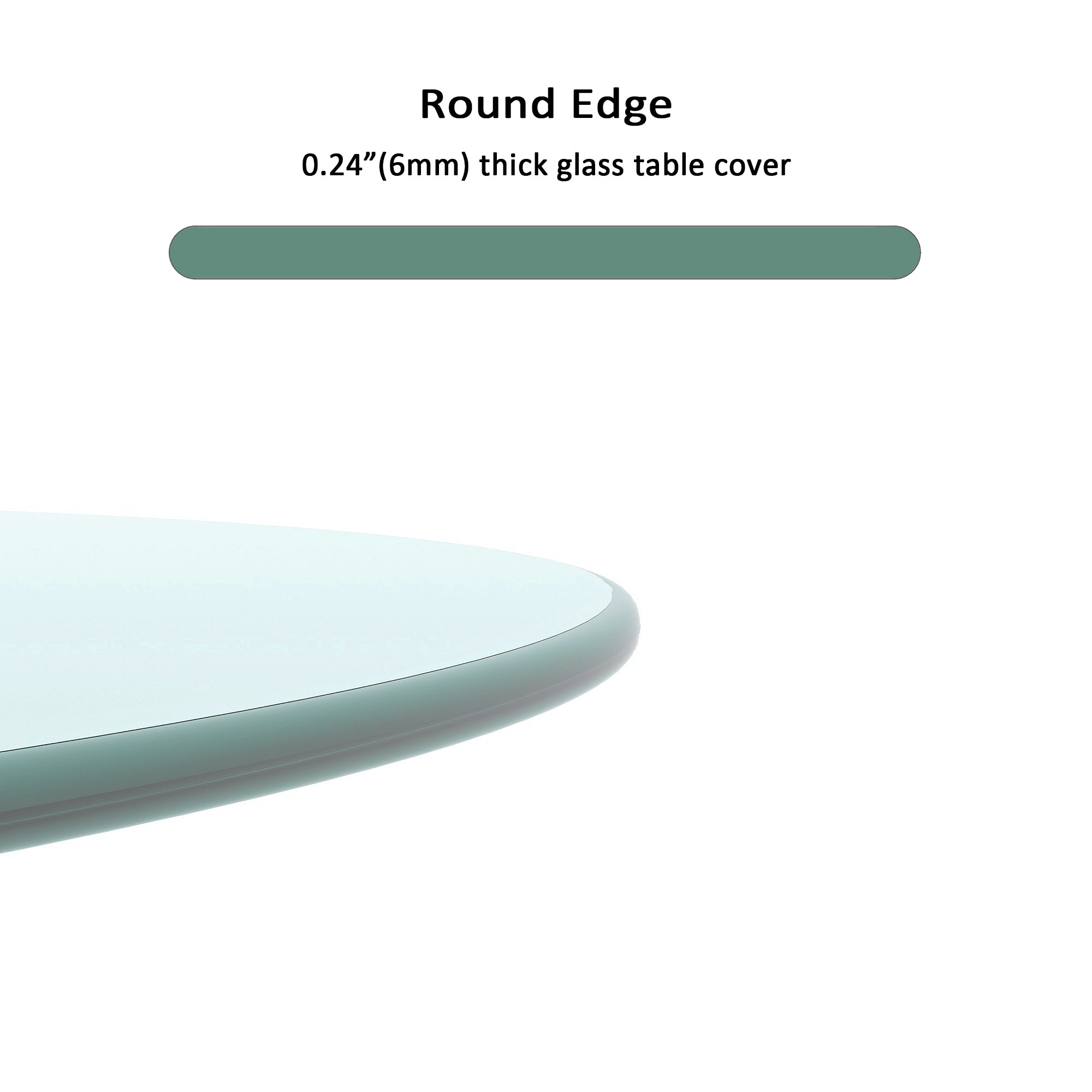 HAOYYE Tempered Glass Table Top Round Clear Glass With Polished Edge, Sturdy Space-Saving Heavy Duty Modern Design For Adults Dorm Rooms, Easy Assembly Bedroom Furniture