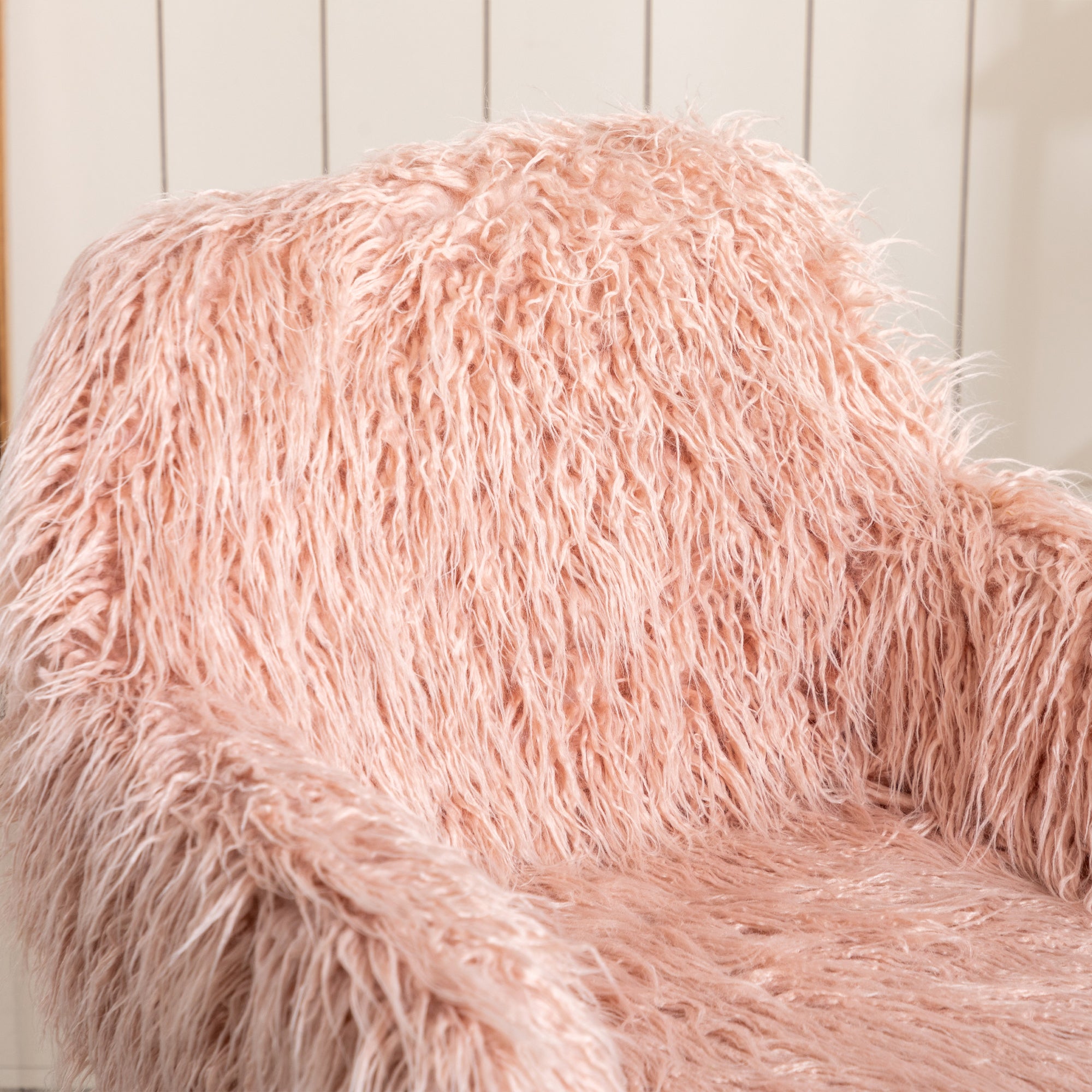 HAOYYE HengMing Modern Faux fur home office chair, fluffy chair for girls, makeup vanity Chair Sturdy Space-Saving Heavy Duty Modern Design Adults Dorm Room Easy Assembly Bedroom Furniture