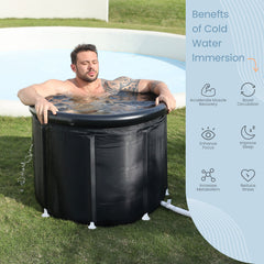HAOYYE XXL Ice Bath Tub 102 Gallon Cold Plunge Tub Portable Plunge Pool Foldable Multi-Level Bathtub for Outdoor Gym Recovery Muscle Relaxation Cryotherapy Treatments with Removable Legs