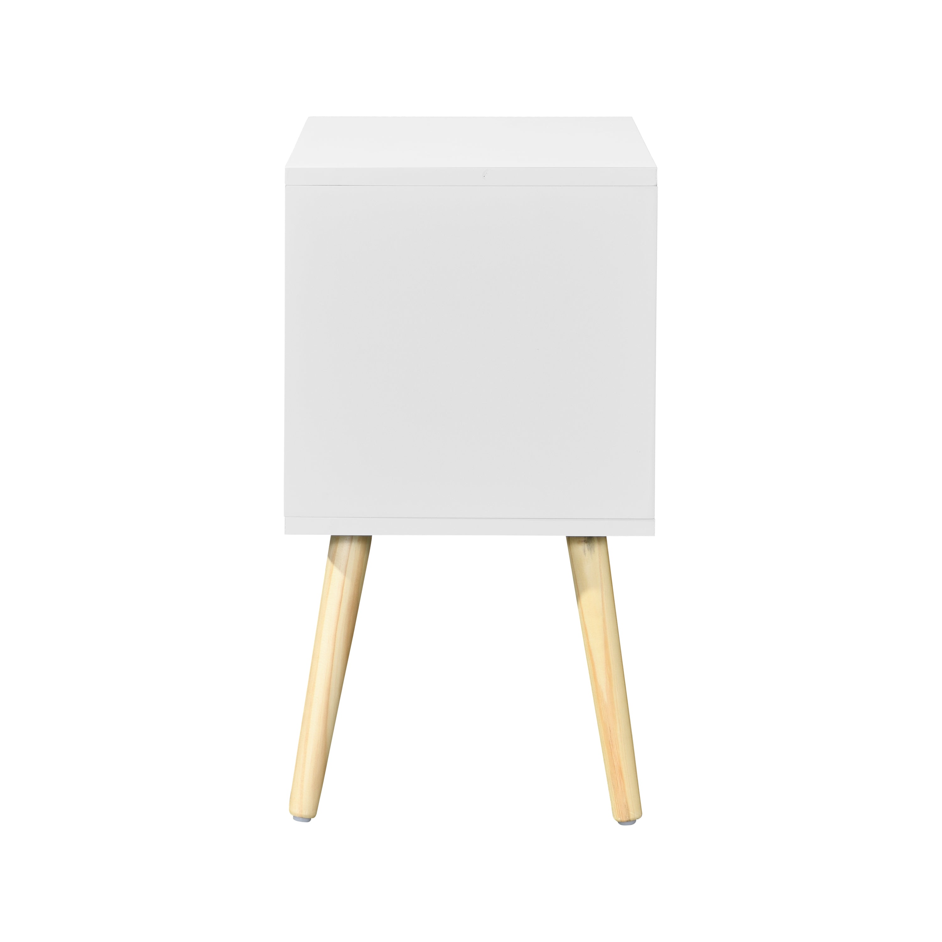 HAOYYE Side Table with 2 Drawer and Rubber Wood Legs, Mid-Century Modern Storage Cabinet for Bedroom Living Room Furniture, White with modern design, luxury style, durable material, space-saving.