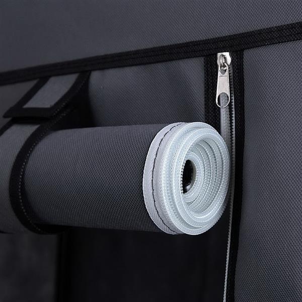DE Direct HAOYYE Portable Clothes Closet Wardrobe with Non-Woven Fabric Cover and Hanging Rod Strong Steel Frame Freestanding Storage Organizer Dustproof Fabric Shelves Quick and Easy Assembly for Bedroom Entryway