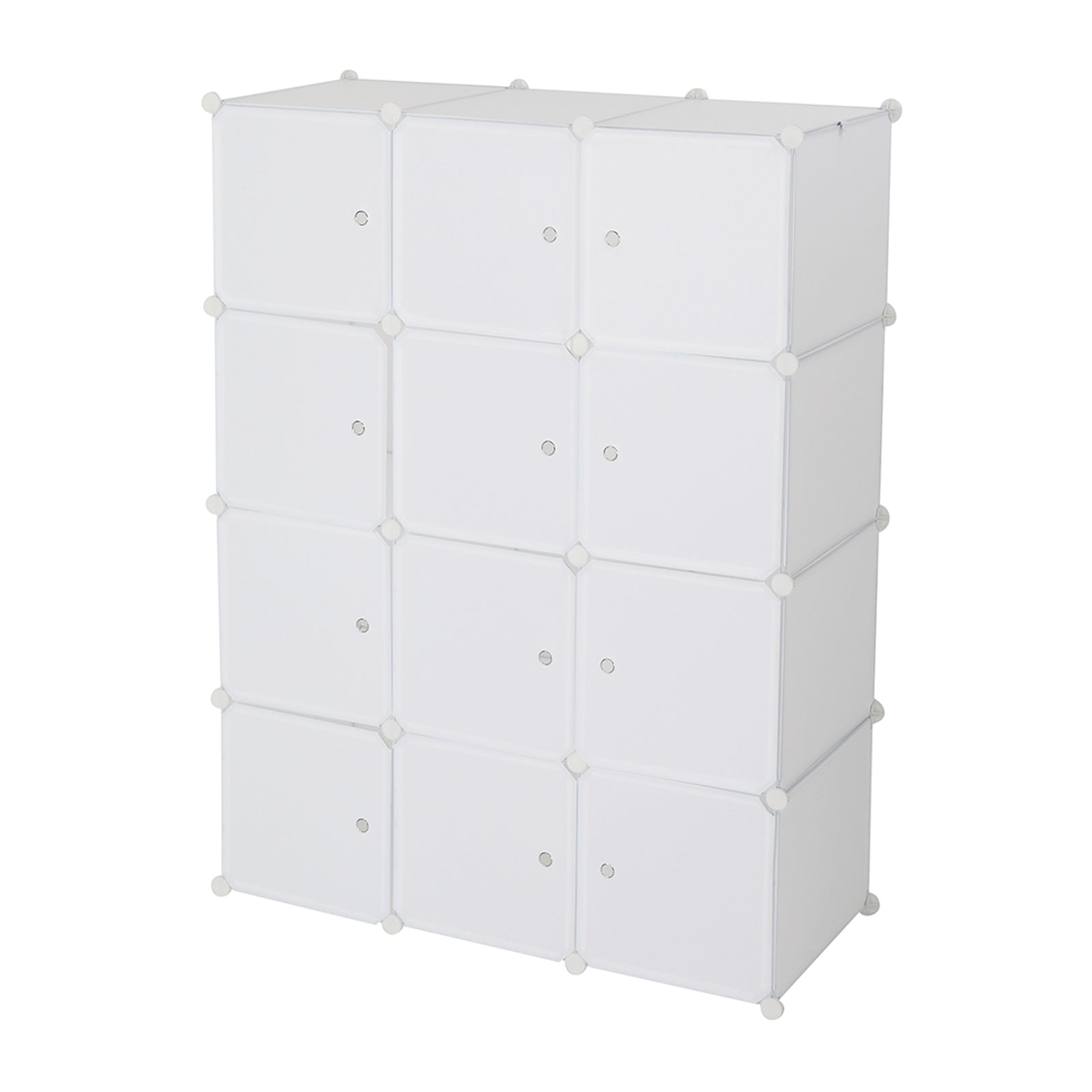 HAOYYE 12 Cube Modular Closet Organizer with Hanging Rod, Stackable Plastic Storage Shelves, Customizable DIY Wardrobe Cabinet for Bedroom Entryway Office