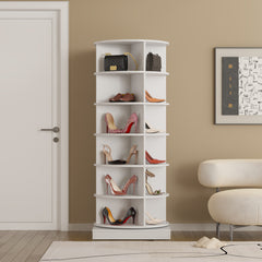 HAOYYE 360 Rotating shoe cabinet 6 layers Sturdy Space-Saving Heavy Duty Modern Design Adults Dorm Room Easy Assembly Bedroom Furniture