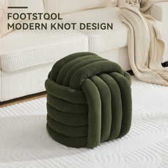 Haoyye Modern Chenille Fabric Knot Design Ottoman Makeup Stool Footstool, Comfortable and Stylish Seat, Perfect for Living Room and Bedroom, Space-Saving Heavy Duty Construction, Durable Furniture for Adults Dorm Room