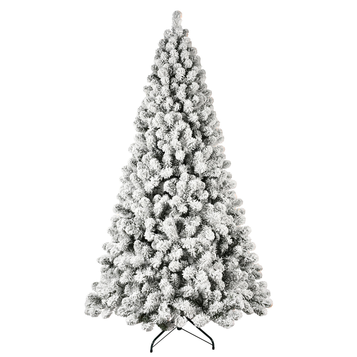 HAOYYE Artificial Flocked LED Christmas Tree with Fireproof PVC Mixed Branch Tips, Hinged Premium Foldable Base, Easy Assembly and Strong Stable Structure for Indoor Holiday Decorations