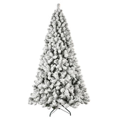 HAOYYE Artificial Flocked LED Christmas Tree with Fireproof PVC Mixed Branch Tips, Hinged Premium Foldable Base, Easy Assembly and Strong Stable Structure for Indoor Holiday Decorations
