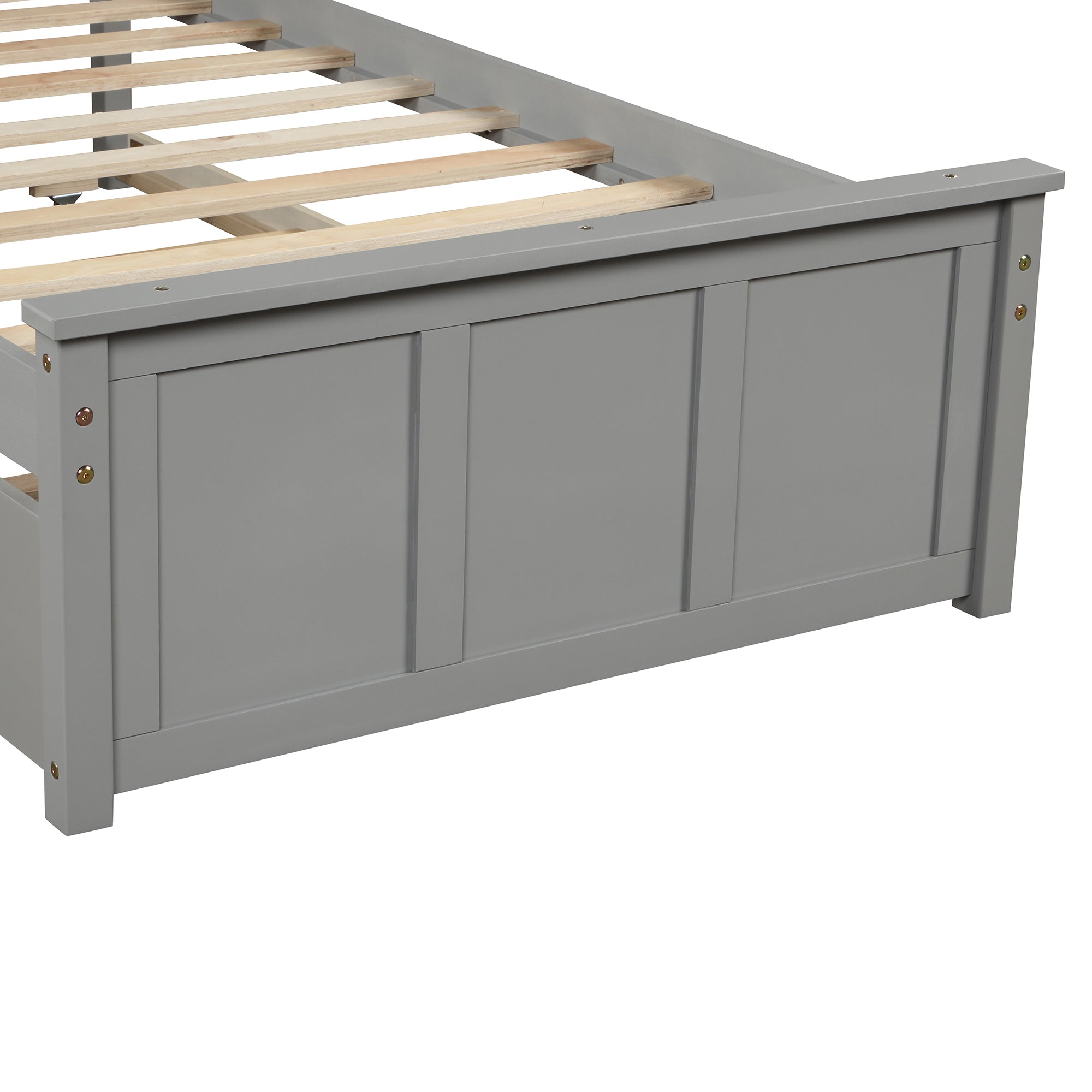 HAOYYE Platform Bed with Twin Size Trundle, Twin Size Frame, Gray Sturdy Space-Saving Heavy Duty Modern Design Easy Assembly Durable Stylish Home Furniture Versatile