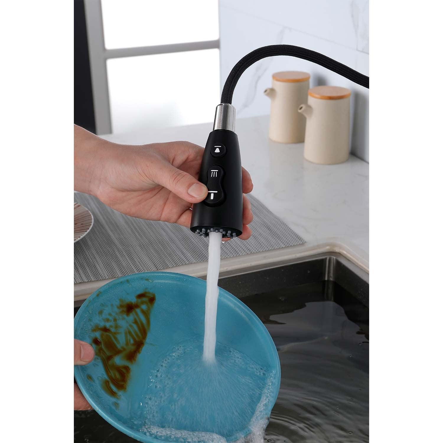 HAOYYE Kitchen Faucet with Pull Down Sprayer Sturdy Space-Saving Heavy Duty Modern Design Adults Dorm Room Easy Assembly Bedroom Furniture