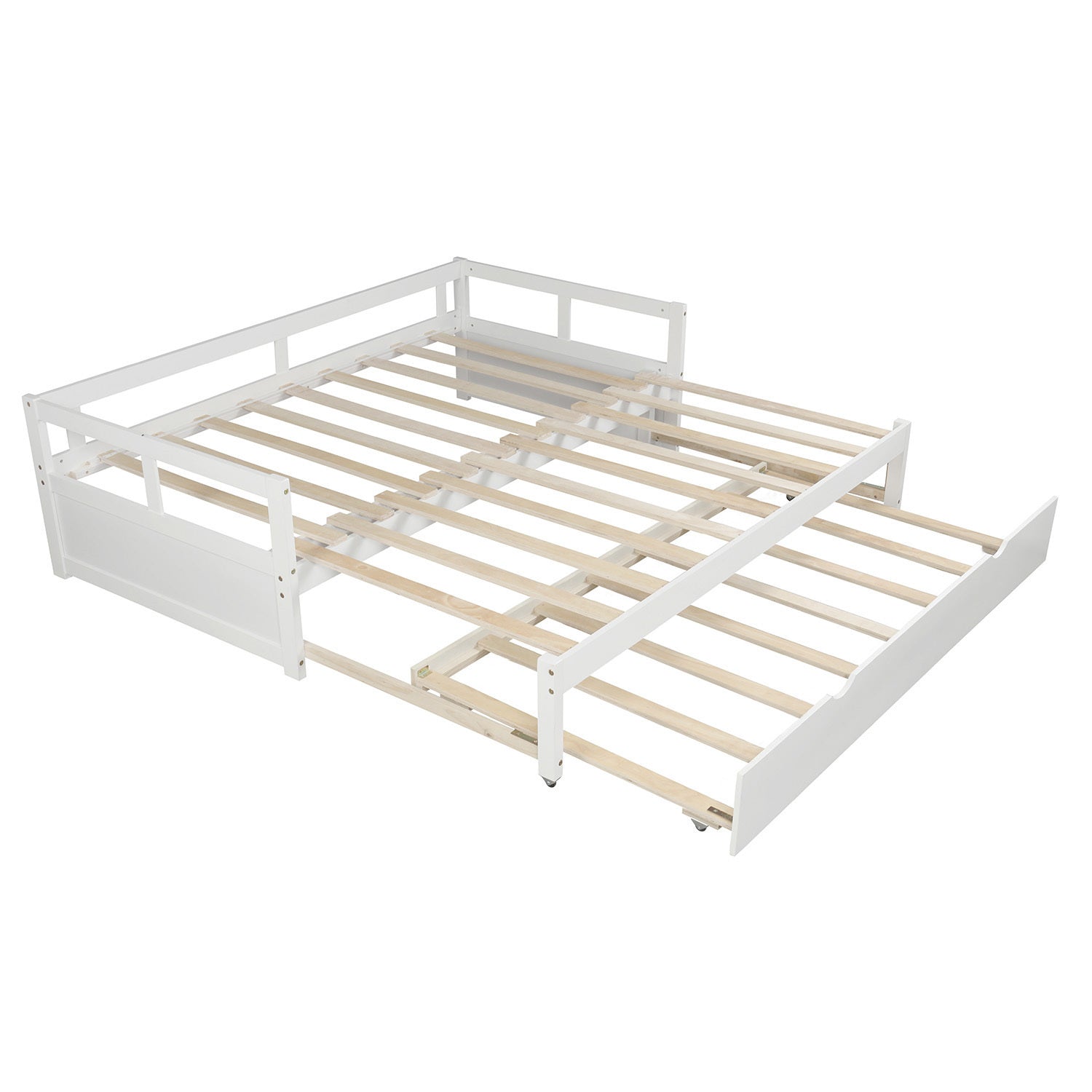 HAOYYE Extending Daybed with Trundle, Wooden Daybed with Trundle, White Sturdy Space-Saving Heavy Duty Modern Design Easy Assembly Durable Stylish Home Furniture Versatile