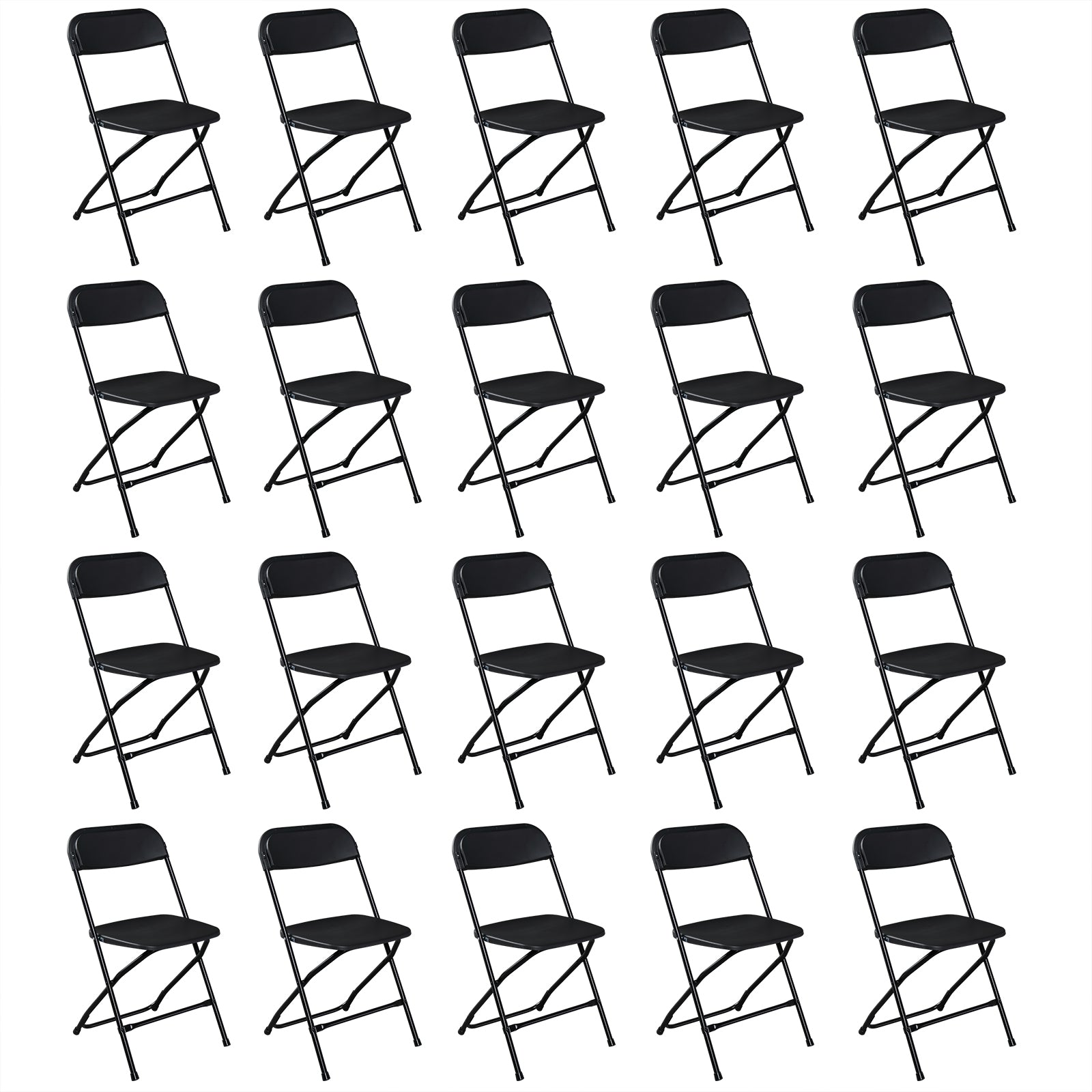 HAOYYE 10pcs Plastic Folding Chairs Black – Heavy Duty Durable Garden Chairs with Metal Frame, Portable and Lightweight for Indoor Outdoor Events, Parties, Office, Church, Picnic Seating