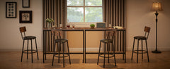 HAOYYE Bar Table Set with 2 Bar stools PU Soft seat with backrest, Rustic Brown, 43.31'' L x 15.75'' W x 35.43'' H. Sturdy Space-Saving Heavy Duty Modern Design Adults Dorm Room Easy Assembly