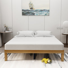 HAOYYE Queen Size Wood Platform Bed Frame,No Box Spring Needed,Strong Wood Slat Support, Easy Assembly Sturdy Space-Saving Heavy Duty Modern Design Adults Dorm Room Bedroom Furniture