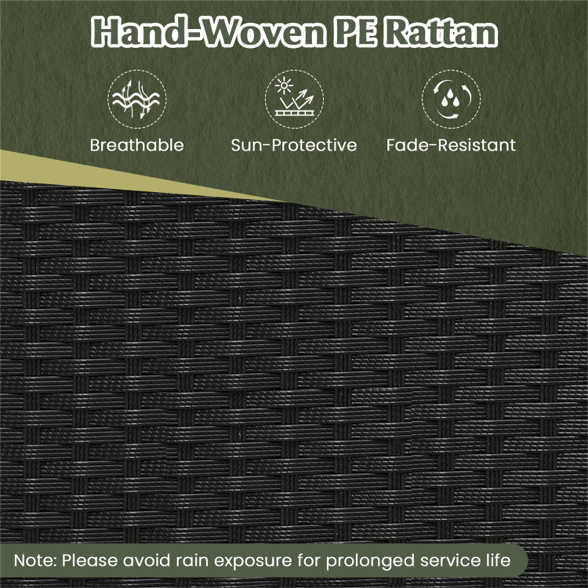HAOYYE Black PE Rattan 2-in-1 Convertible Picnic Table and Chair Set with Storage, Hand-Woven Weather-Resistant Outdoor Furniture, Solid Acacia Wood Frame, Heavy-Duty Metal Support, Perfect for Patio, Garden, Backyard, Porch Use
