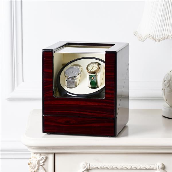 HAOYYE Double Watch Winder, Automatic Rotation Wood Display Case, Sturdy And Durable Design, Multifunctional Watch Storage Organizer, Modern Space-Saving Storage Solution, Practical And Stylish Home Organizer For Men’s And Women’s Watches