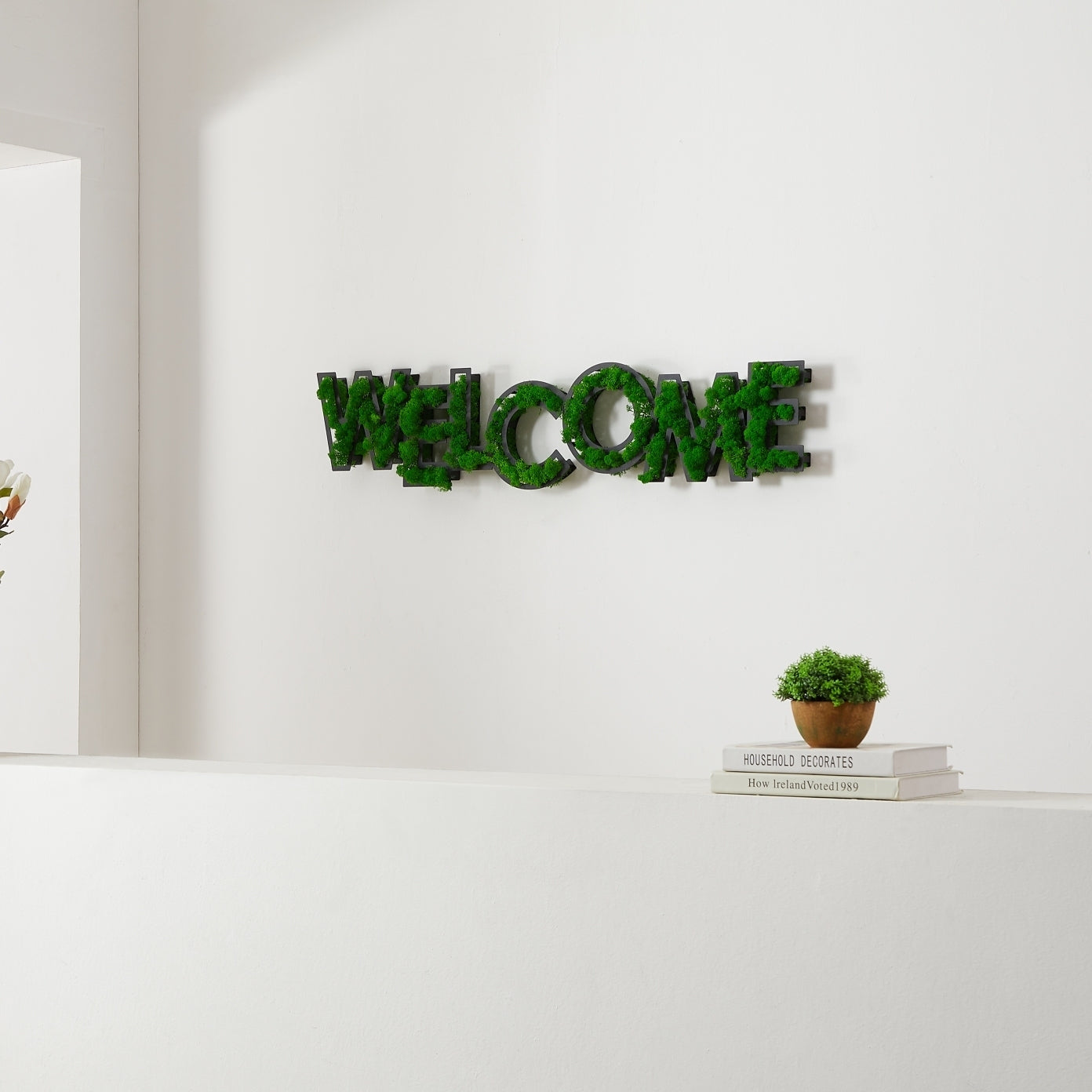 HAOYYE WELCOME Letter Art Moss Wall Decor Sturdy Space-Saving Heavy Duty Modern Design Adults Dorm Room Easy Assembly Bedroom Furniture