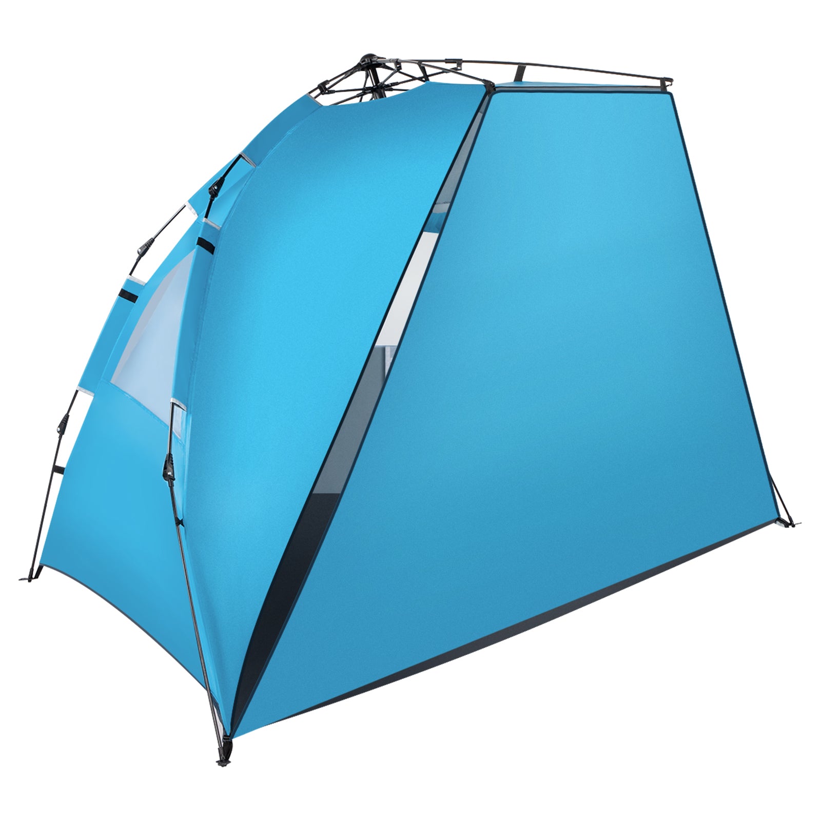 HAOYYE Quick Open Pop Up Beach Tent Blue Portable Sun Shelter with Fiberglass Poles and Durable Oxford Fabric Lightweight Easy Setup UV Resistant Shade Canopy for Outdoor Camping Picnic Travel Patio and Beach Use