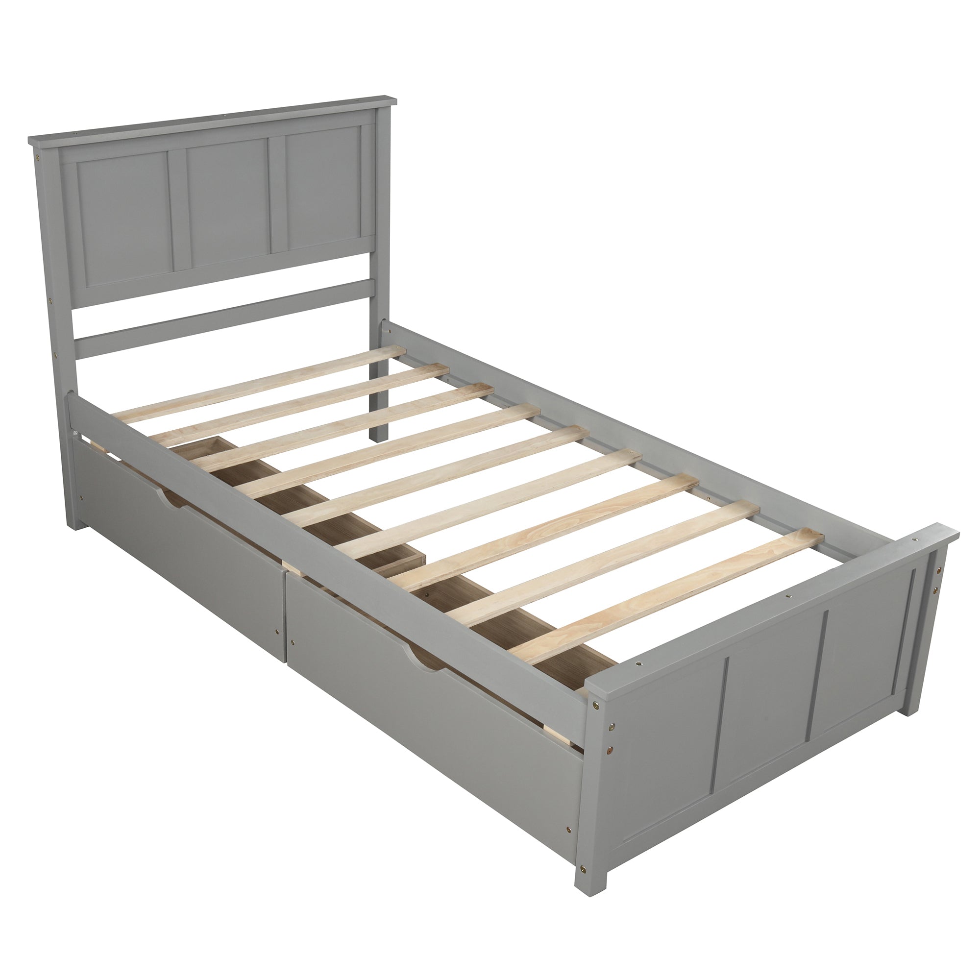 HAOYYE Storage Bed with 2 Drawers on Wheels, Twin Size Frame, Sturdy Space-Saving Heavy Duty Modern Design, Easy Assembly, Durable and Stylish Home Furniture, Versatile for Bedroom or Guest Room