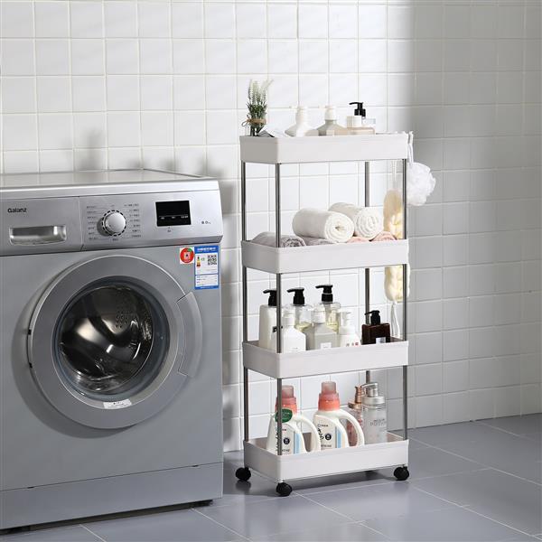 HAOYYE 4-Layer Mobile Multi-functional Storage Cart,Suitable for Kitchen, Bathroom, Laundry Room Narrow Place, Plastic and Stainless Steel, White soft cozy warm flannel fleece home decor luxury
