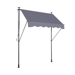 HAOYYE Manual Retractable Awning 78 Inch Non Screw Outdoor Sun Shade Cover with UV Protection Gray 100 Percent Polyester Adjustable Patio Door Window Awning Canopy for Backyard Balcony Deck Wall Mounted Weather Resistant Shelter