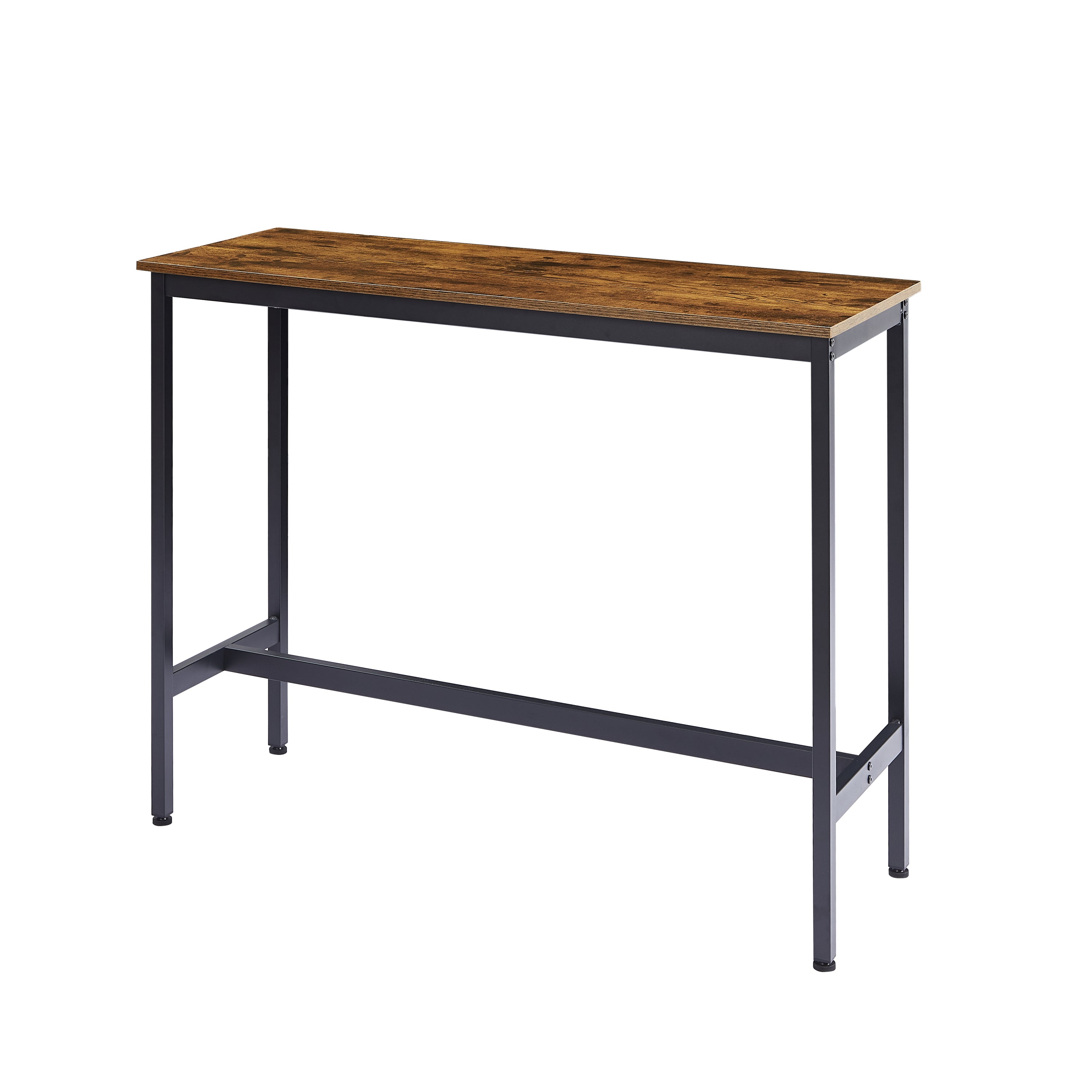 HAOYYE Bar Table Set with 2 Bar stools PU Soft seat with backrest, Rustic Brown, 43.31'' L x 15.75'' W x 35.43'' H. Sturdy Space-Saving Heavy Duty Modern Design Adults Dorm Room Easy Assembly