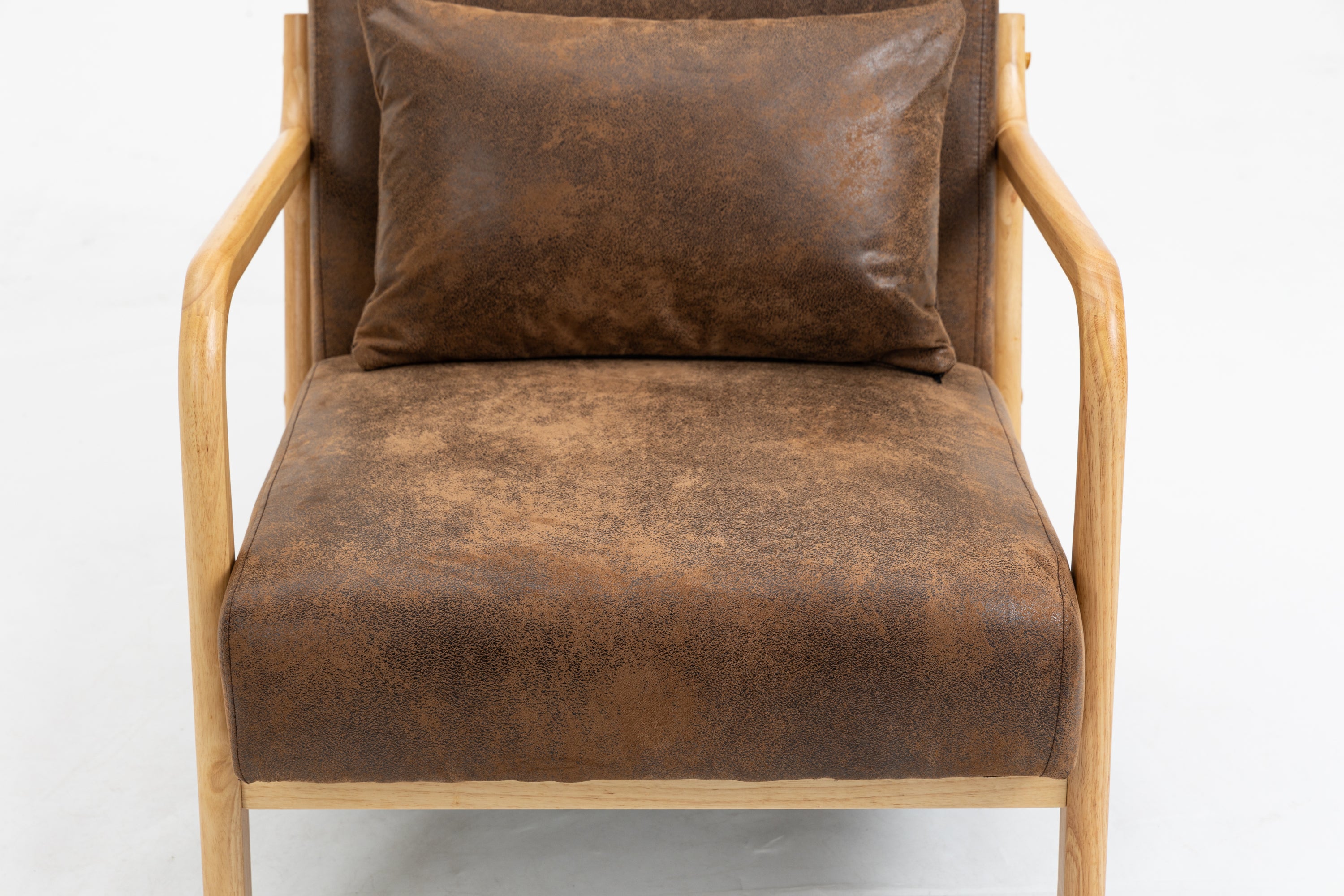 HAOYYE Mid Century Modern Accent Chair with Wood Frame, Upholstered Living Room Chairs with Waist Cushion, Reading Armchair for Bedroom Sunroom Sturdy Space-Saving Heavy Duty Modern Design Adults